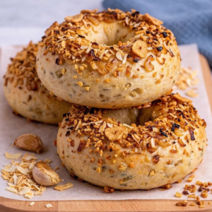 Onion & garlic bagels (x3)